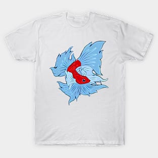 Betta Fish In Red And Blue T-Shirt